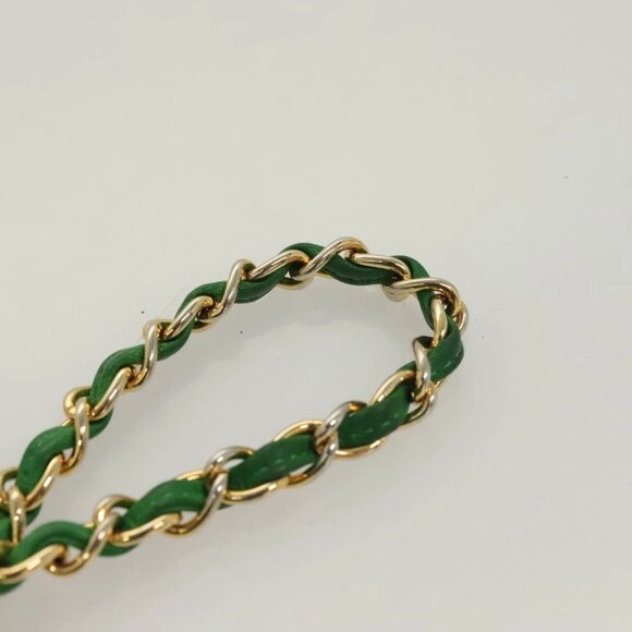 CHANEL Matelasse Chain Hand Bag Suede 2way Green Gold CC Auth 127613 - Picture 9 of 16